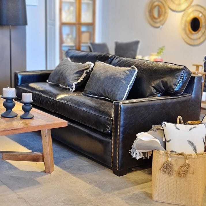 SOFÁ LONDON NEGRO BRILLANTE 2 1/2C